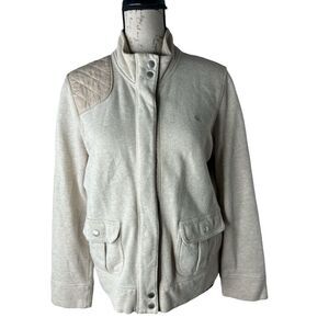Ralph Lauren Petite L  Tan Brown Long Sleeve Full-Zip &‎ Snap Button Knit Jacket
